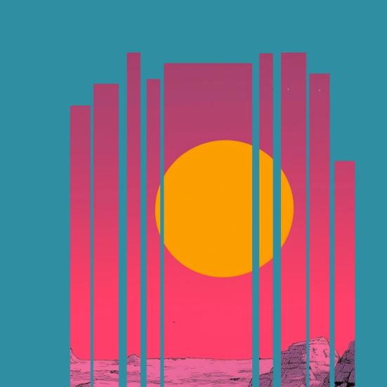 Sol med pink baggrund