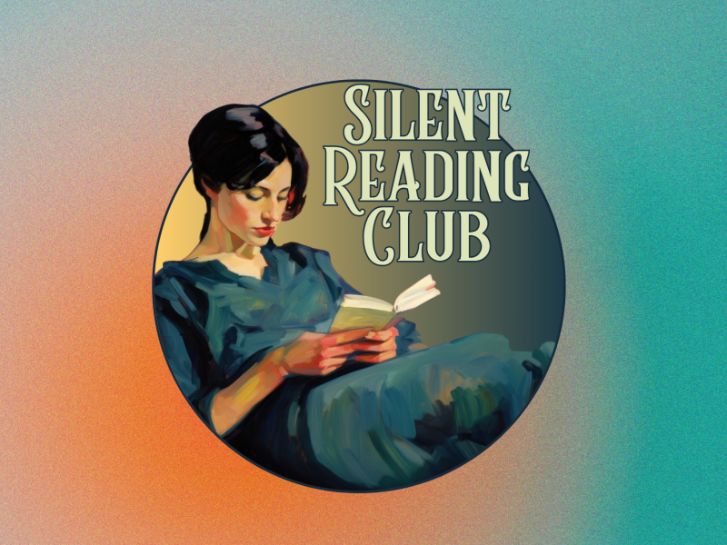 Silent Reading Party logo, kvinde der læser 